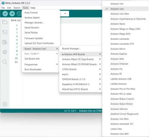 Arduino IDE выбор платы